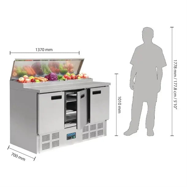Polar G-Series Pizza Prep Counter Fridge 390L / 1370mm  Preparation Fridges