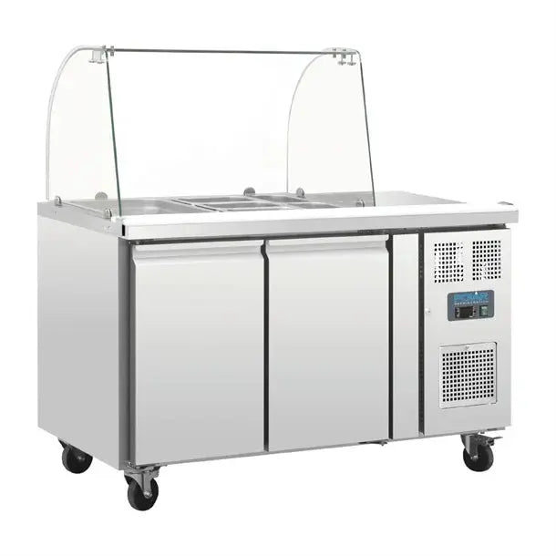 Polar U-Series Double Door Refrigerated Gastronorm Saladette Counter 1360mm  Preparation Fridges