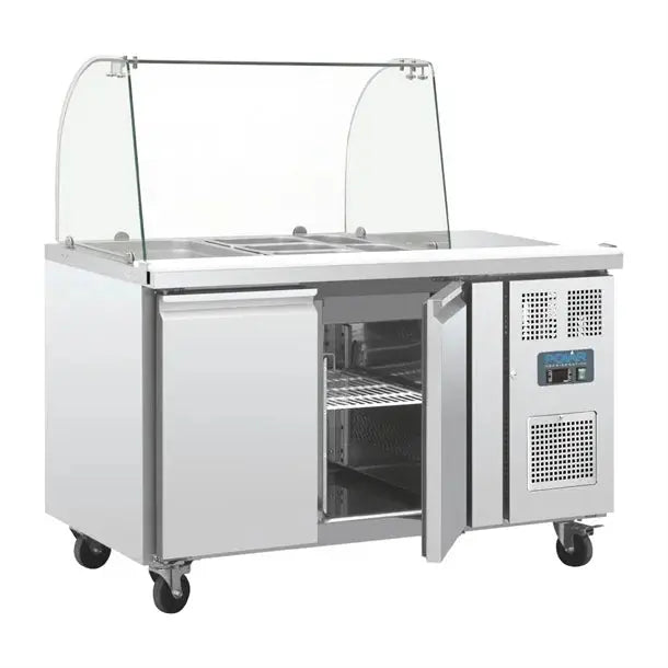 Polar U-Series Double Door Refrigerated Gastronorm Saladette Counter 1360mm  Preparation Fridges