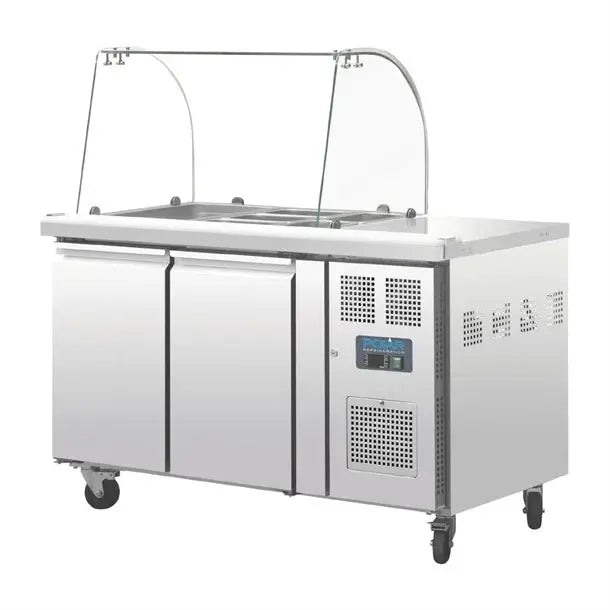 Polar U-Series Double Door Refrigerated Gastronorm Saladette Counter 1360mm  Preparation Fridges