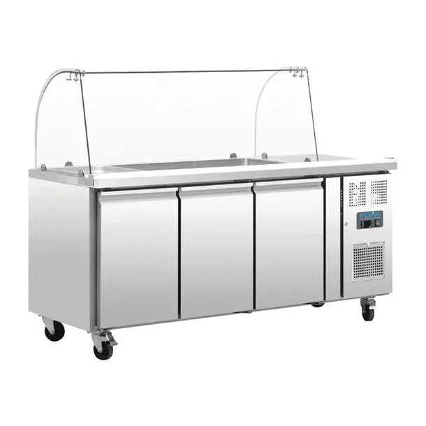 Polar U-Series Triple Door Refrigerated Gastronorm Saladette Counter 1795mm  Preparation Fridges