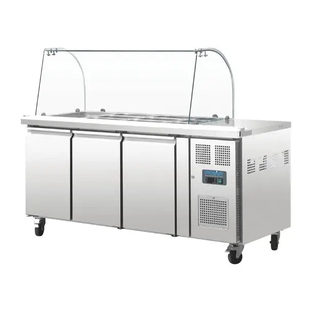 Polar U-Series Triple Door Refrigerated Gastronorm Saladette Counter 1795mm  Preparation Fridges