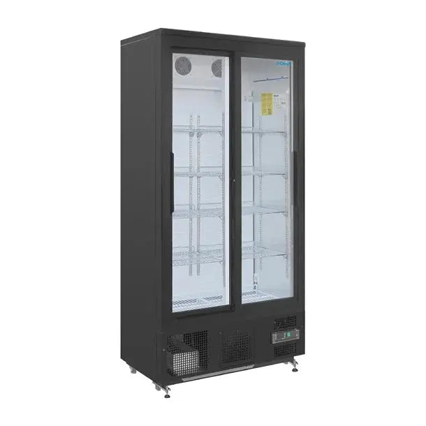 Polar Upright Bar Fridge Double Sliding Doors Black – GJ448-A
