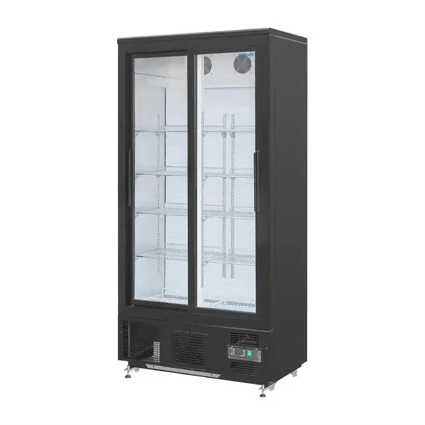 Polar Upright Bar Fridge Double Sliding Doors Black – GJ448-A