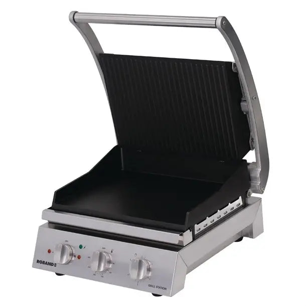 Roband 6 Slice Grill Station Ribbed Top & Smooth Bottom Non-Stick 2200watt