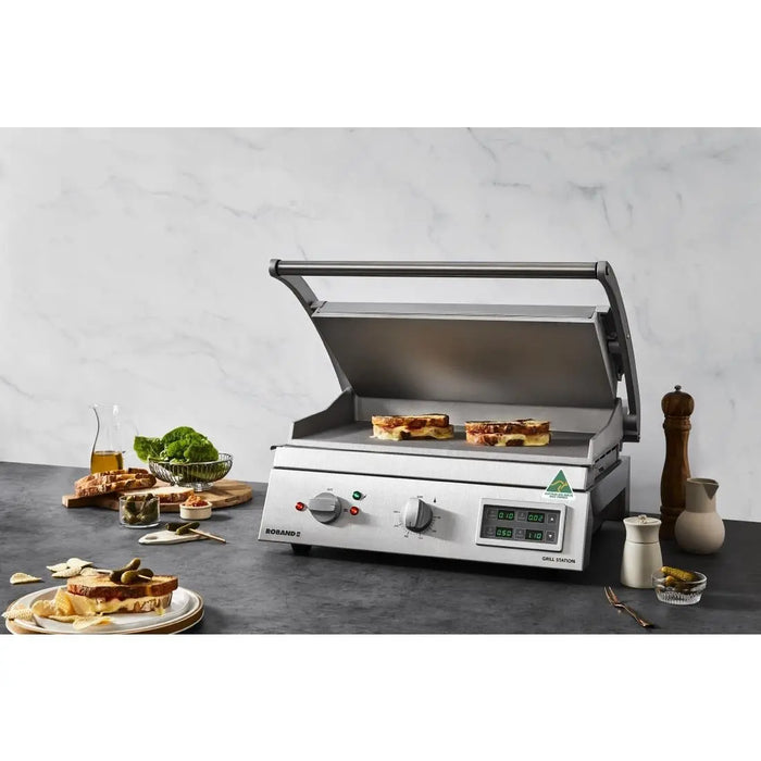 Roband 8 Slice Grill Station Smooth Plate with Electronic Timer 15 Amp