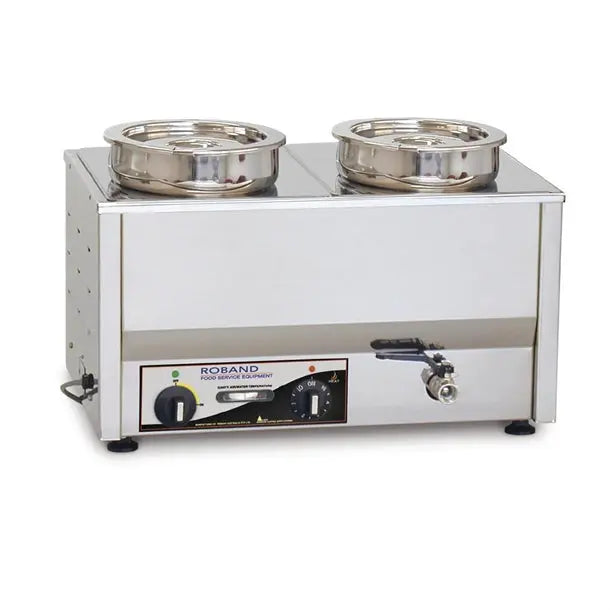 Roband Counter Top Bain Marie c/w 2 x 200mm round Pot & Lid 7.25Ltr (B2B)