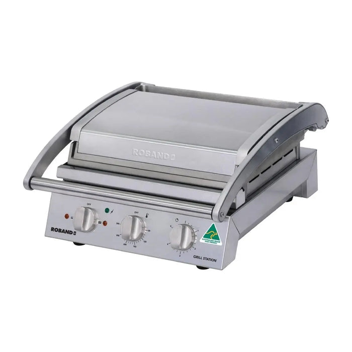Roband Grill Station GSA610R Ribbed Top Smooth Bottom Plates 6 Slice