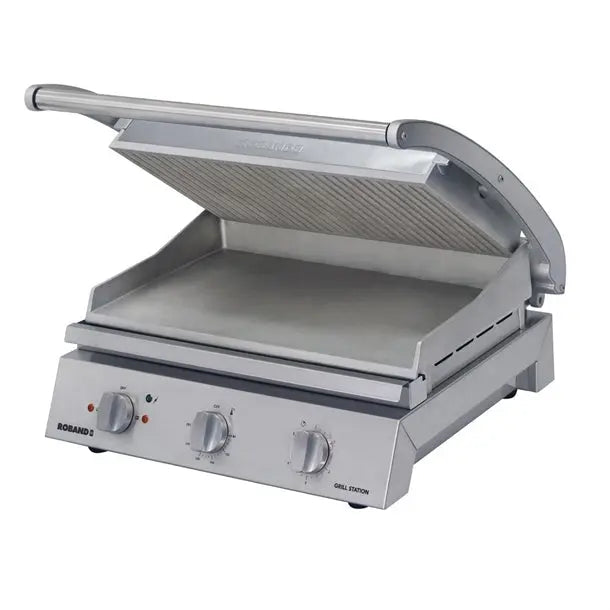 Roband Grill Station GSA810R Ribbed Top Smooth Bottom Plates 8 Slice