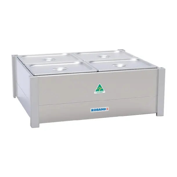 Roband Hot Bain Marie BM22A 2 row x 2 1/2 incl 4x 1/2 size 100mm Pans&Lids(B2B)