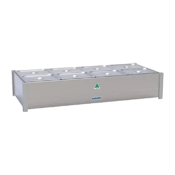 Roband Hot Bain Marie BM24A 2 row x 4 1/2 incl 8x 1/2 size 100mm Pans&Lids(B2B)