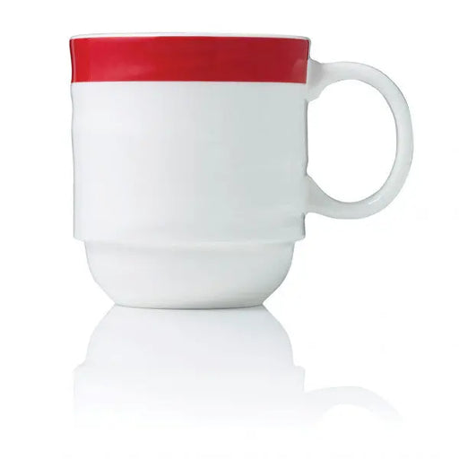Royal Porcelain Maxadura Resonate Coffee Mug Stackable 350ml Red Band  Coffee Cups