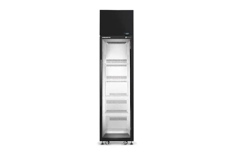 SKOPE AciveCore Top Mount Glass Swing Door Upright Fridge with Unlit Sign  Underbench Fridge