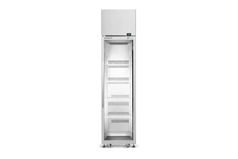 SKOPE AciveCore Top Mount Glass Swing Door Upright Fridge with Unlit Sign  Underbench Fridge