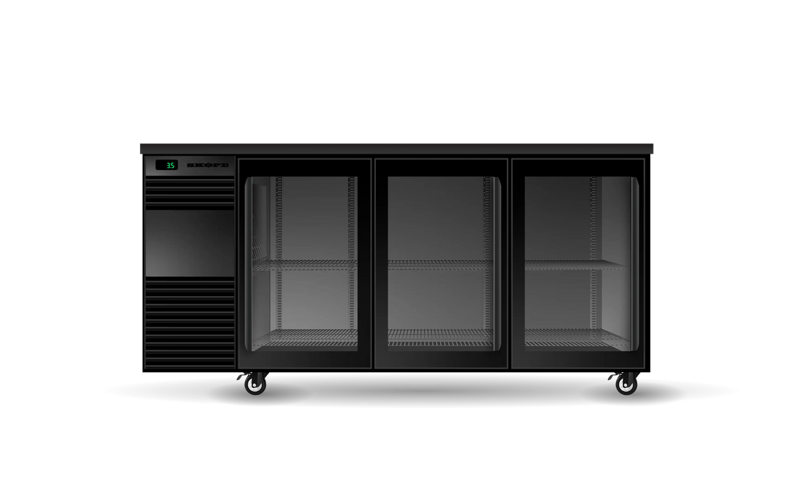 SKOPE BackBar 3 Door Fridge - Black, RH, Remote - BB.3.GSL.r product image