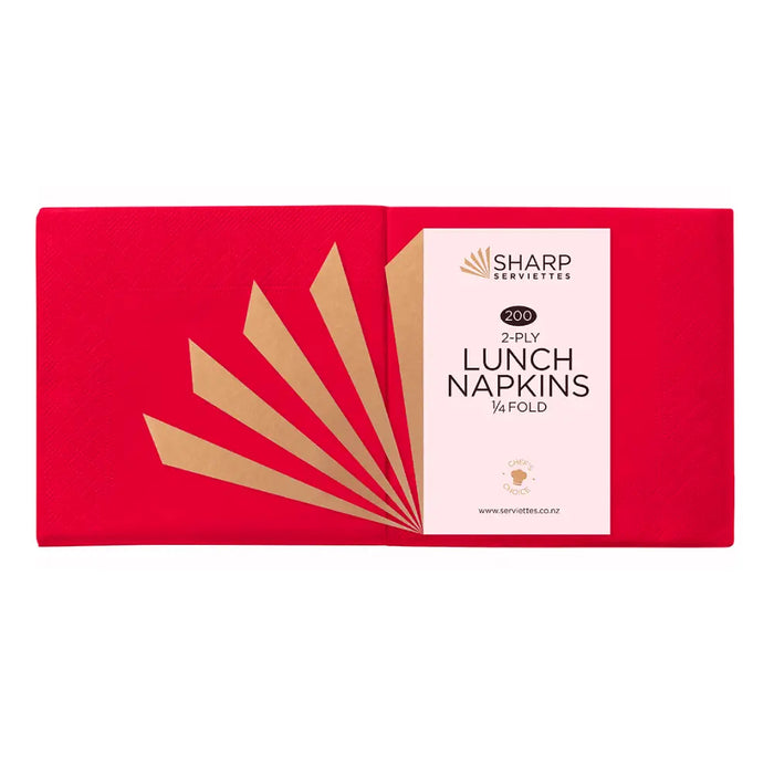 Sharp Lunch 2 Ply 4 Fold (7 Colours)  Lunch Napkins