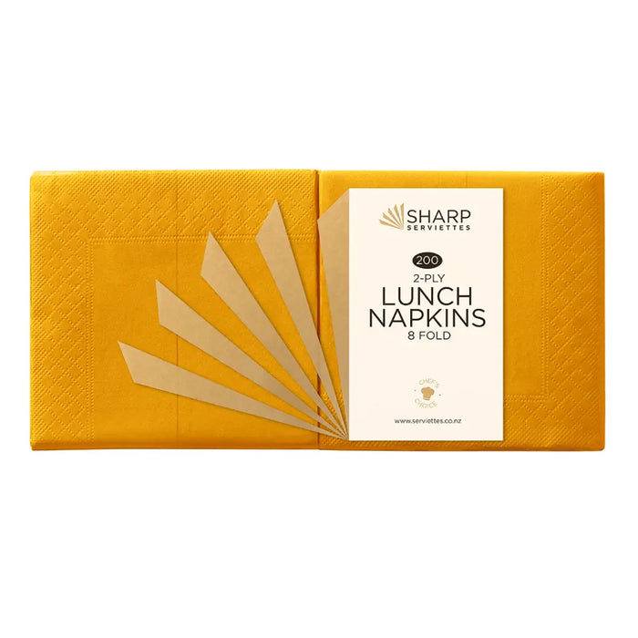 Sharp Lunch 2 Ply 8 Fold (6 Colours)  Lunch Napkins
