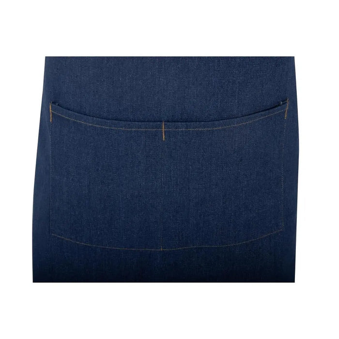 Southside Short-Length X-Cross Back Bib Apron – Denim Blue with Tan Ties  Aprons