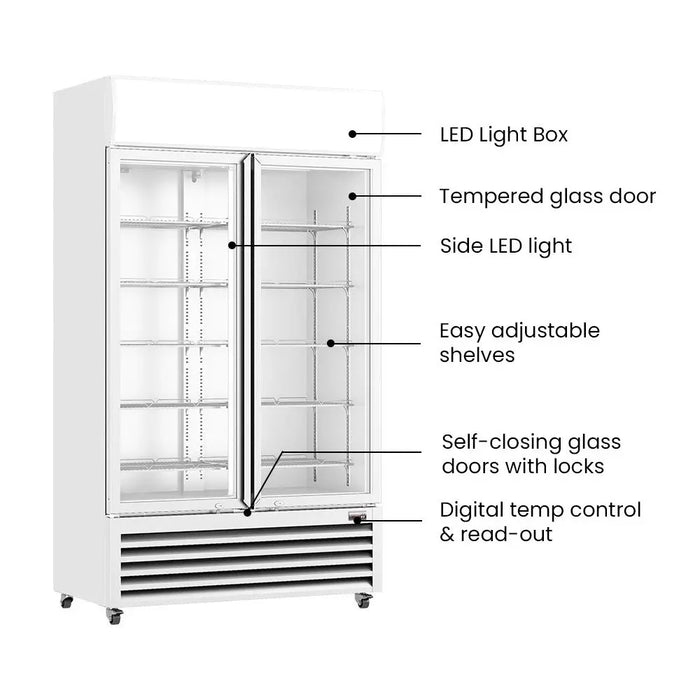 Thermaster Two Glass Door Colourbond Upright Drink Fridge - LG-1200P - view 6