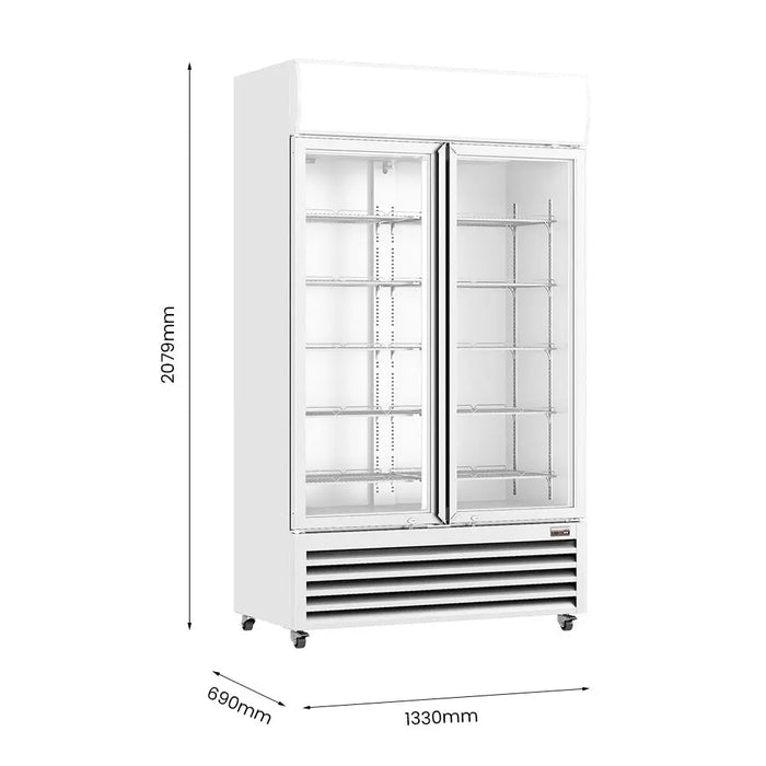 Thermaster Two Glass Door Colourbond Upright Drink Fridge - LG-1200P - view 7