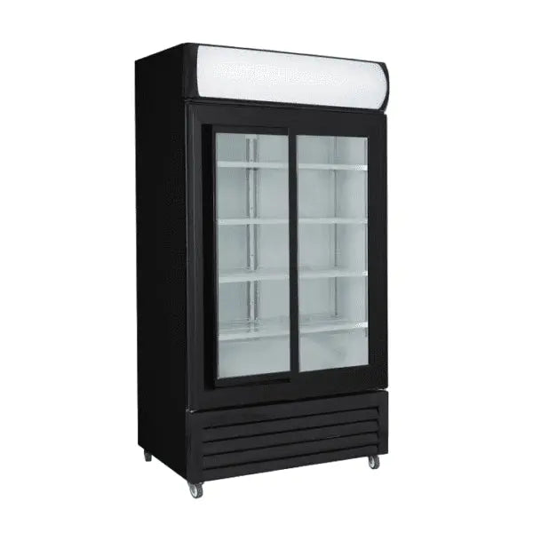Thermaster Two Sliding Glass Door Upright Drink Fridge Black LG-1000SDBP  Upright Display Fridges