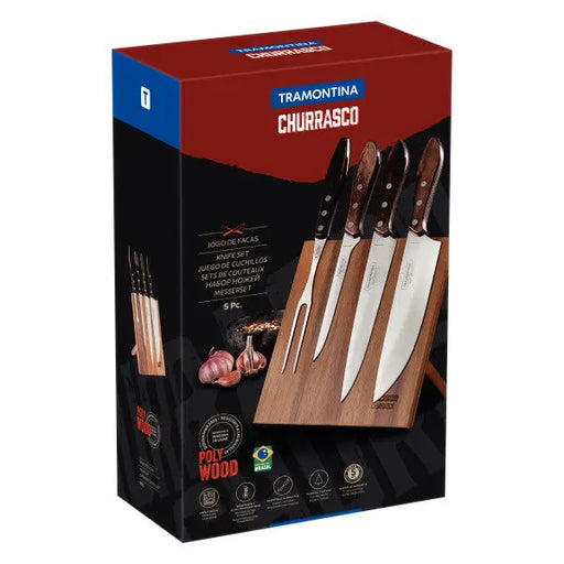 Tramontina Churrasco Barbecue Knife Block 5 Piece - Brown  Kitchen Knives