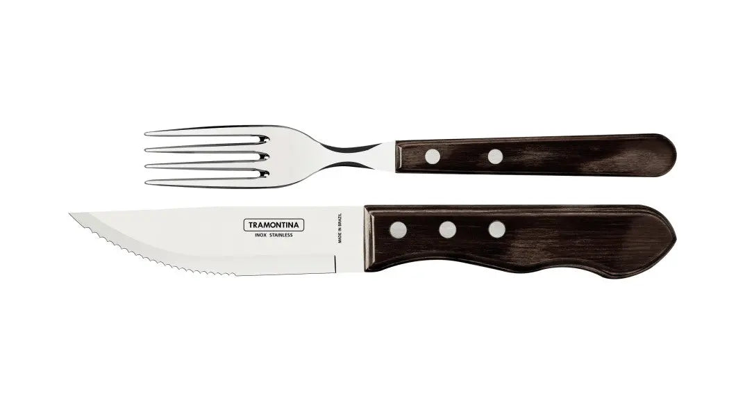 Tramontina Churrasco Jumbo Steak Cutlery 12 Piece Set - Brown  Steak Knives