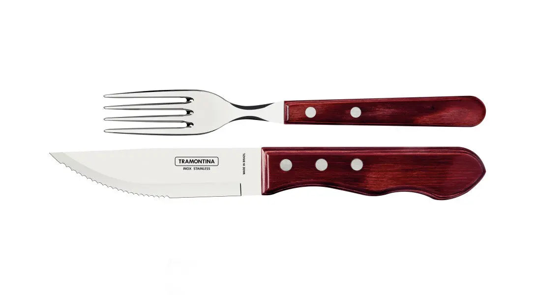 Tramontina Churrasco Jumbo Steak Cutlery 12 Piece Set - Red  Steak Knives