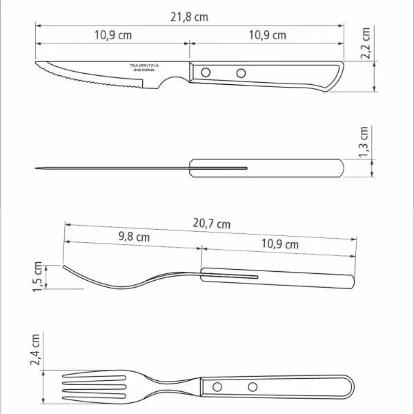 Tramontina Churrasco Spanish Steak Cutlery 12 Piece Set - Brown  Steak Knives