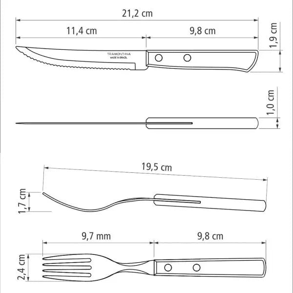 Tramontina Churrasco Steak Knife Polywood Traditional Steak Set Brown 12pc  Steak Knives