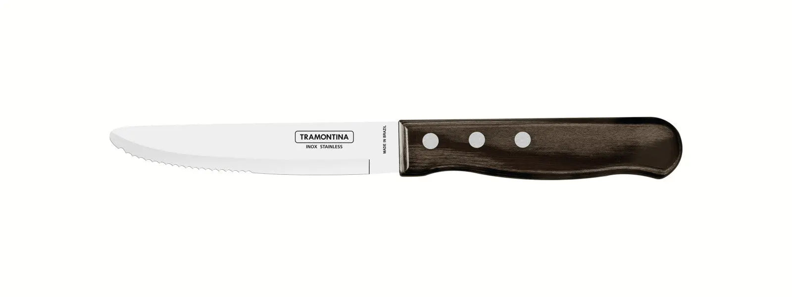 Tramontina Churrasco Steak Knife Serrated Wide Blade Polywood Brown 5", 12cm  Steak Knives