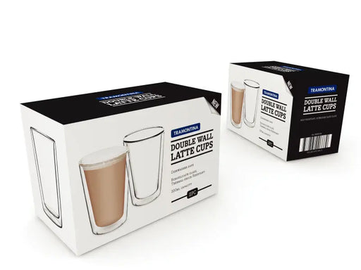 Tramontina Double Wall Latte Cup 330ml - Set 2  Tea & Coffee