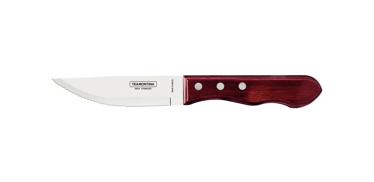 Tramontina Jumbo Steak Knife with Polywood Handle 5", 12cm - Red  Steak Knives