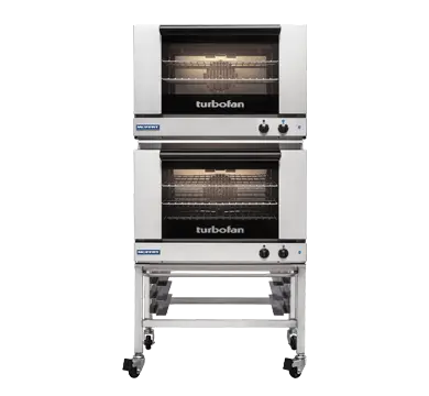 Turbofan E27M3/2C - Full Size Tray Manual Electric Convection Ovens Double Stacked With Castor Base Stand