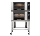 Turbofan E27T2/2C - Full Size Electric Convection Ovens Touch Screen Control Double Stacked on a Stainless Steel Base Stand