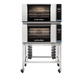Turbofan E27T3 - Full Size Electric Convection Ovens Touch Screen Control Double Stacked on a Stainless Steel Base Stand