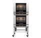 Turbofan E28D4/2 - Full Size Tray Digital Electric Convection Ovens Double Stacked on a Stainless Steel Base Stand