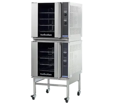 Turbofan E32D4/2C - Full Size Tray Digital Electric Convection Ovens Double Stacked With Castor Base Stand