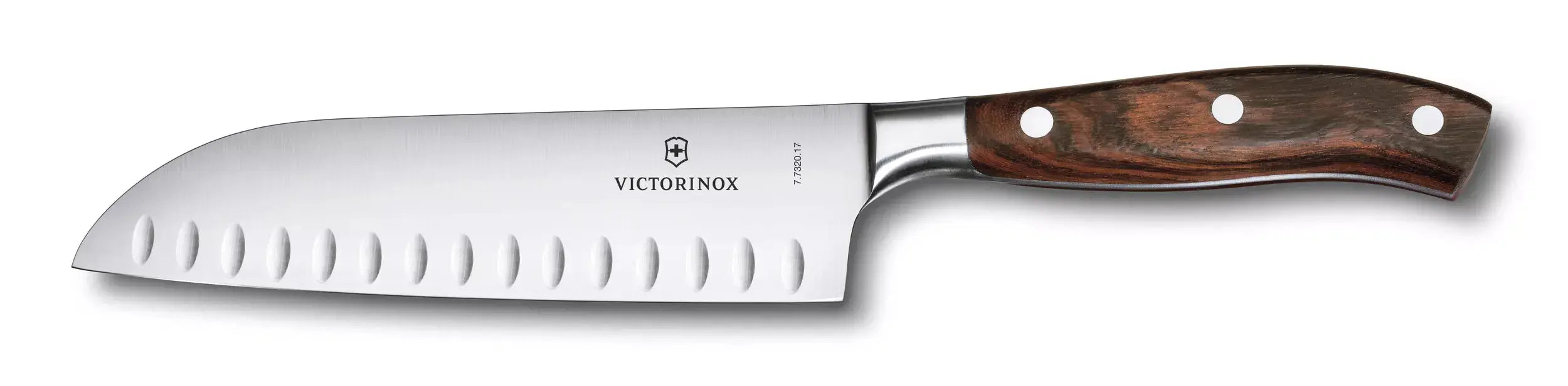 Victorinox Santoku Knife Fluted Edge - 3 Rivet Wood Handle - Gift Box  Santoku Knives