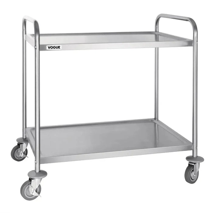 Vogue Stainless Steel 2-Tier Clearing Trolley Large  Catering Trolleys