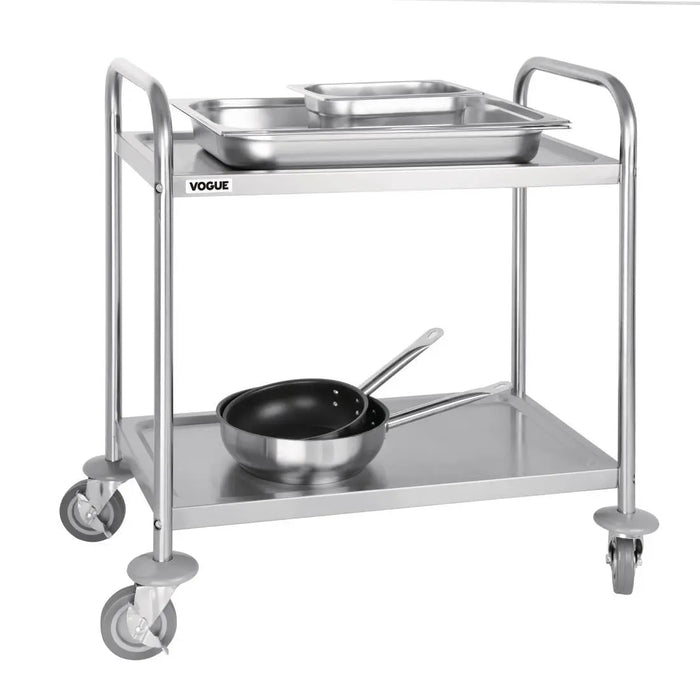 Vogue Stainless Steel 2-Tier Clearing Trolley Small  Catering Trolleys