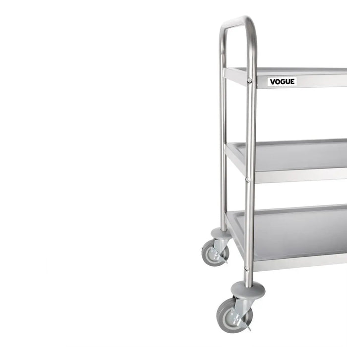 Vogue Stainless Steel 3-Tier Clearing Trolley Medium  Catering Trolleys