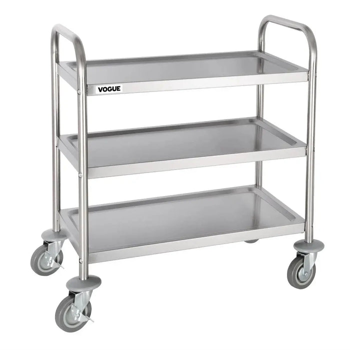 Vogue Stainless Steel 3-Tier Clearing Trolley Small  Catering Trolleys