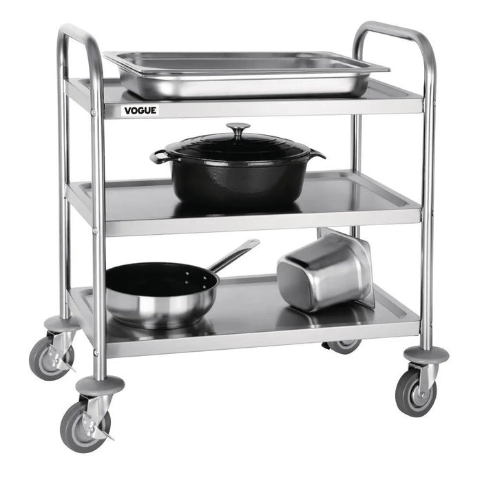 Vogue Stainless Steel 3-Tier Clearing Trolley Small  Catering Trolleys