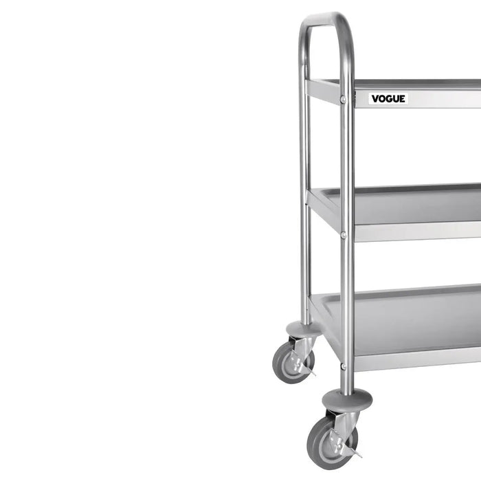 Vogue Stainless Steel 3-Tier Clearing Trolley Small  Catering Trolleys