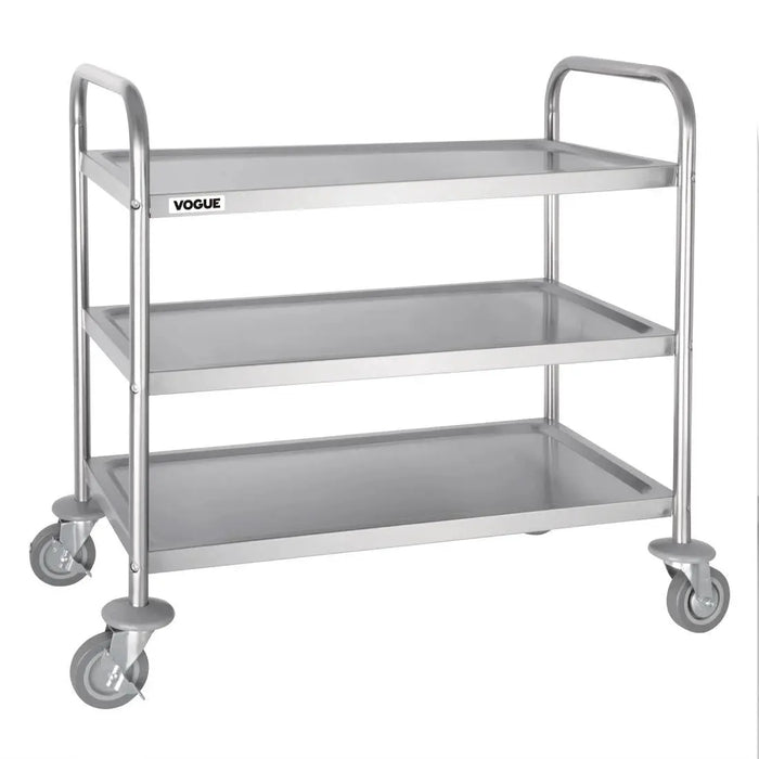 Vogue Stainless Steel 3-Tier Clearing Trolley – Medium  Catering Trolleys