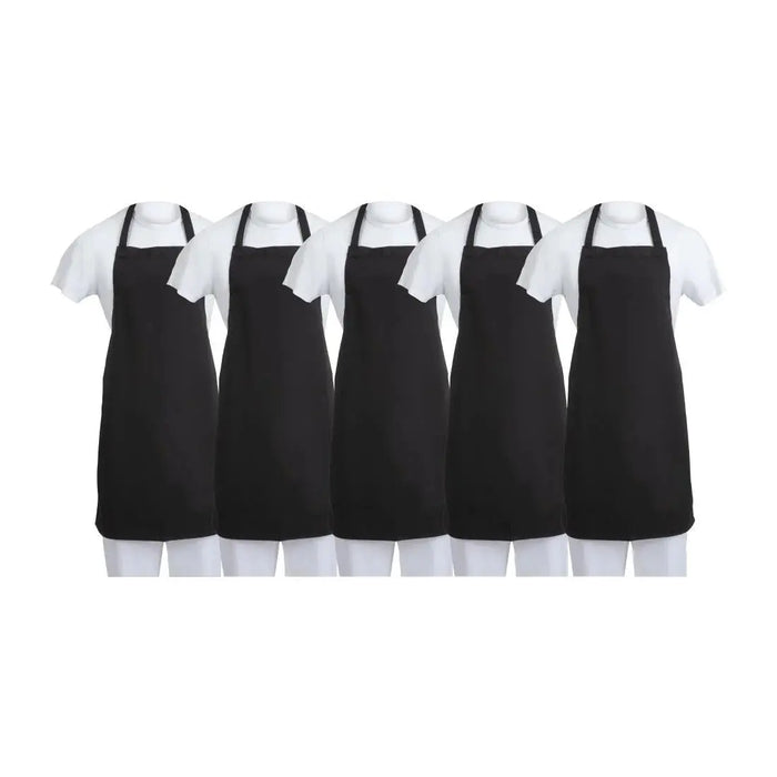 Whites Bib Apron Black - Pack of 5  Aprons