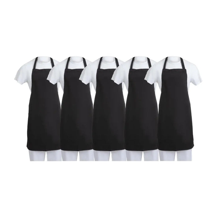 Whites Bib Apron Black - Pack of 5 - SA816 - Simply Hospitality NZ