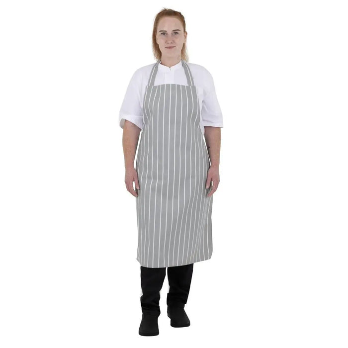 Whites Bib Apron Grey/White Butchers Stripe  Aprons