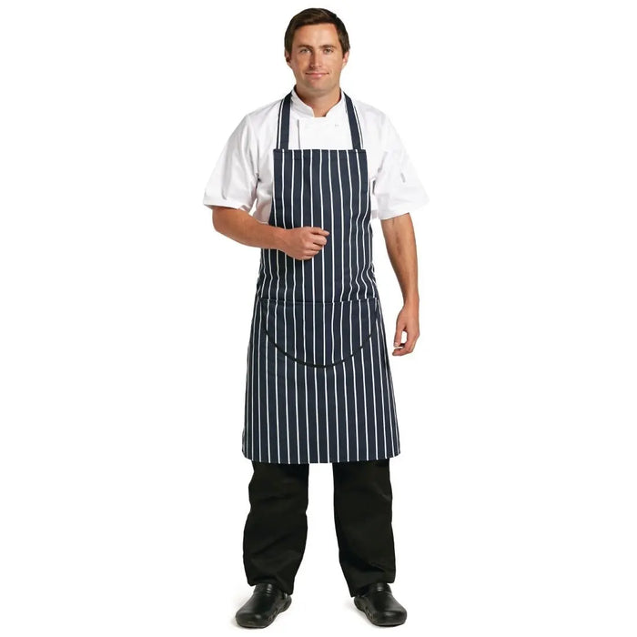 Whites Butcher’s Apron Navy Stripe with Pocket  Aprons